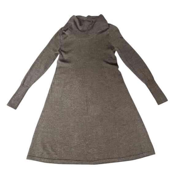 Artisan NY 100% Fine Merino Wool Dark Grey Cowl Neck Sweater Dress Size Small - Picture 1 of 10